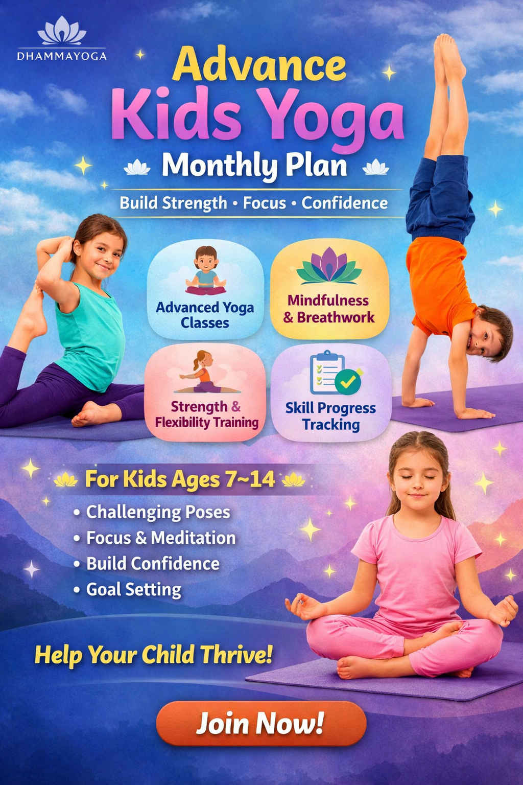 Advance Kids Yoga Monthly Plan